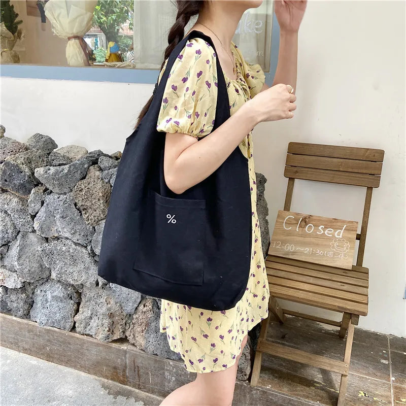 Large Capacity Eco Canvas Shoulder Bag for Women