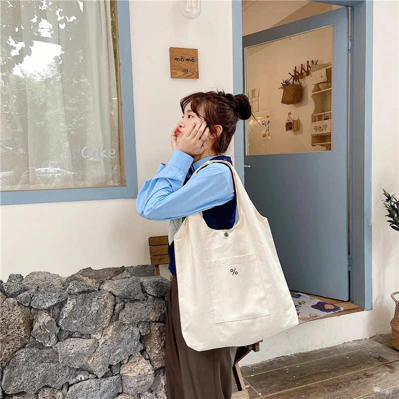 Large Capacity Eco Canvas Shoulder Bag for Women