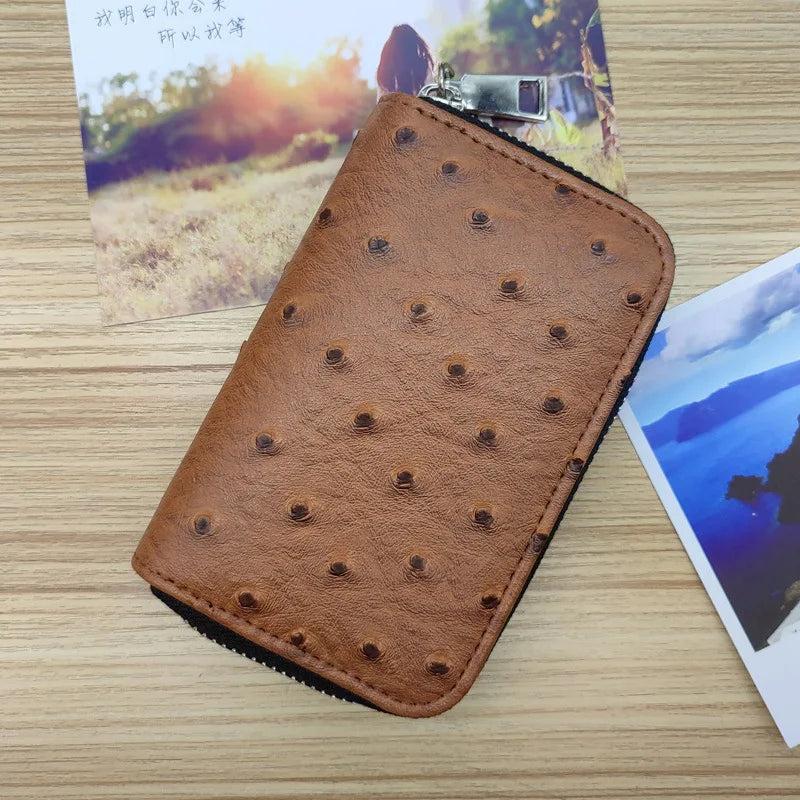 Leather Car Key Holder with Zipper, Key Organizer Set