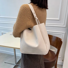 PU Solid Shoulder Bags For Women Handbags Women Bags Large Capacity Tote Bag