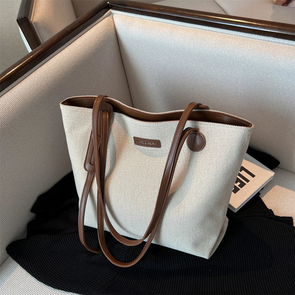 Small Fresh Canvas Shoulder Bag for Women Casual Literature Art