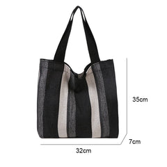 Canvas Striped Handbag Small Fresh Shoulder Bag Women Casual Large-capacity
