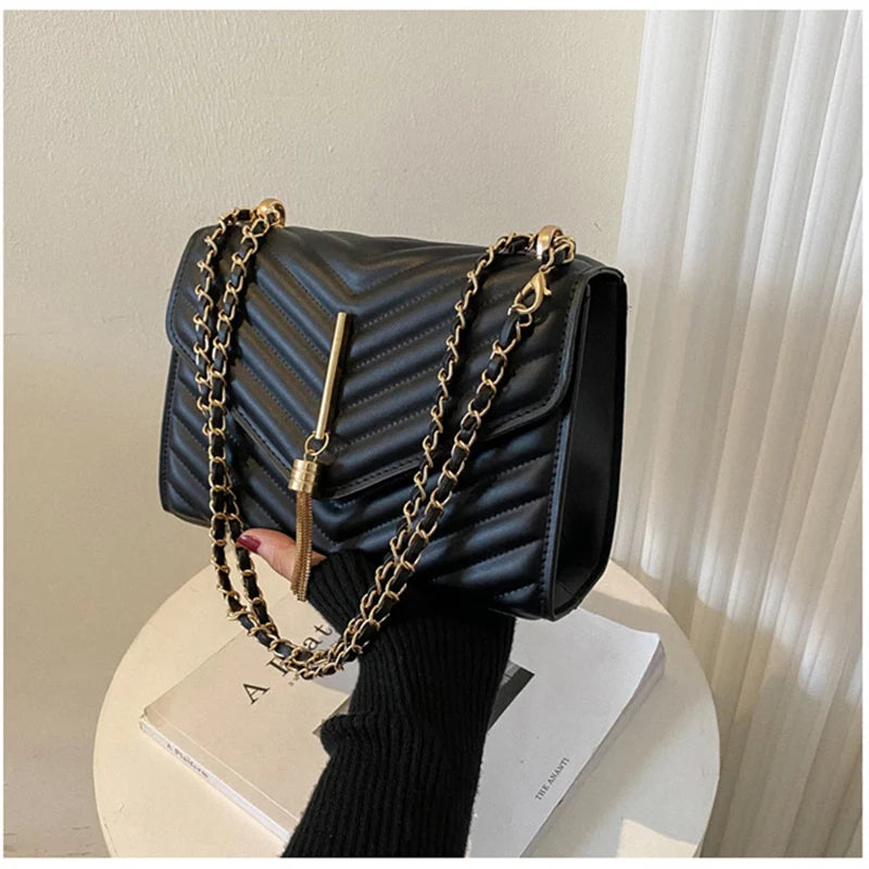 Retro PU Leather Shoulder Bag Tassel Handbag