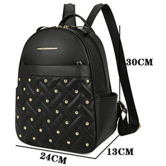 Retro Rivet Backpacks High Leather Backpacks Anti Theft Large Capacity
