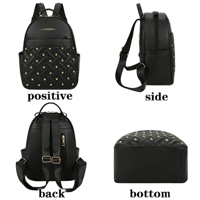 Retro Rivet Backpacks Anti Theft Large Capacity School Bags