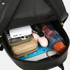 Retro Rivet Backpacks High Leather Backpacks Anti Theft Large Capacity