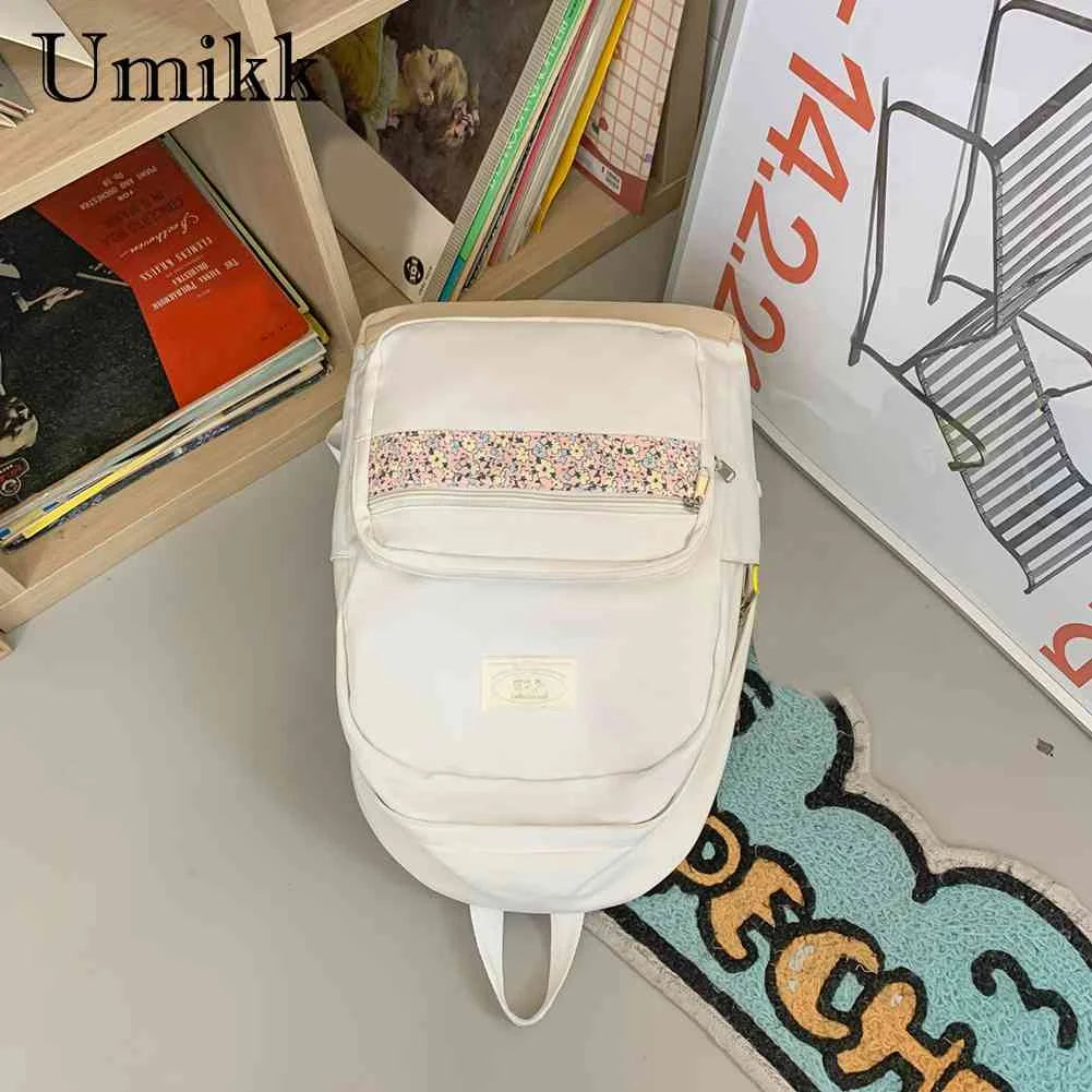 Floral Prints Splicing Shoulder Rucksack for Teenager Boys Girls