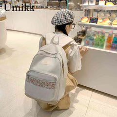 Floral Prints Splicing Shoulder Rucksack for Teenager Boys Girls