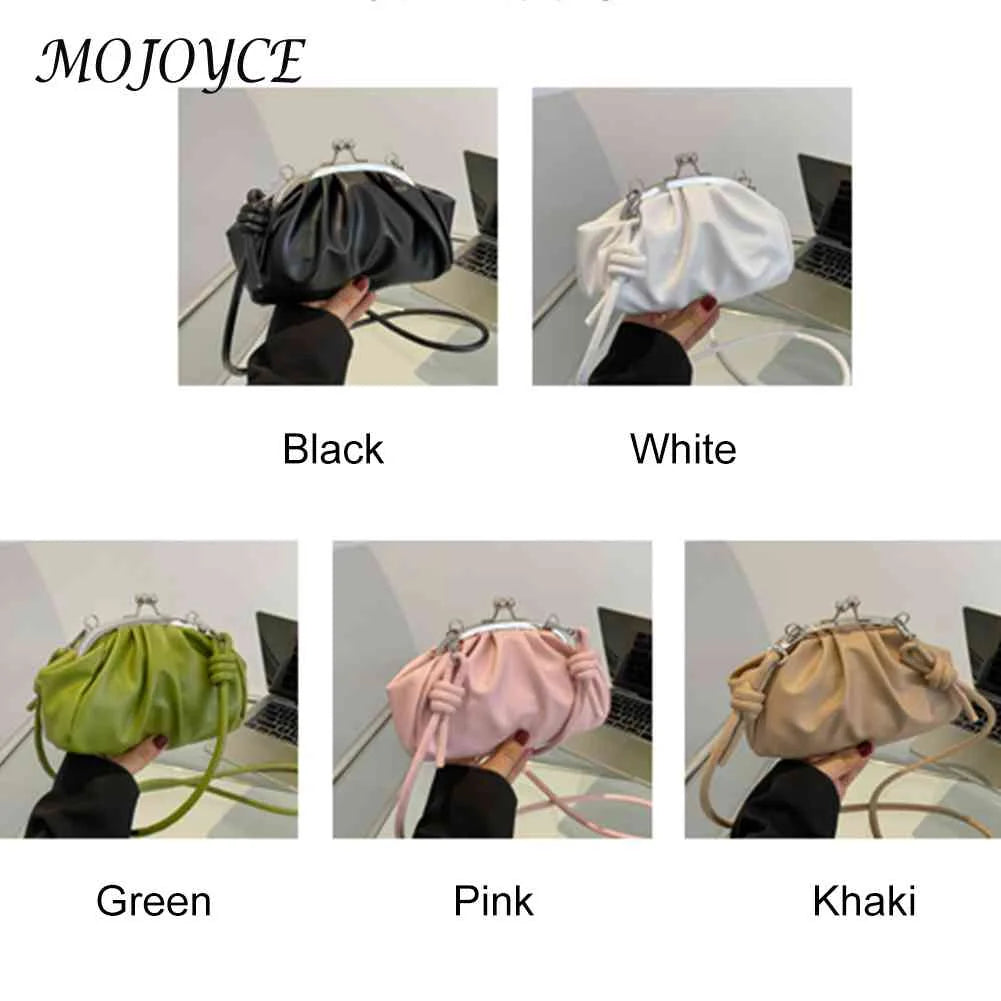 Cloud Lady Purse Shoulder Bag Metal Clip Buckle PU Handbags for Travel