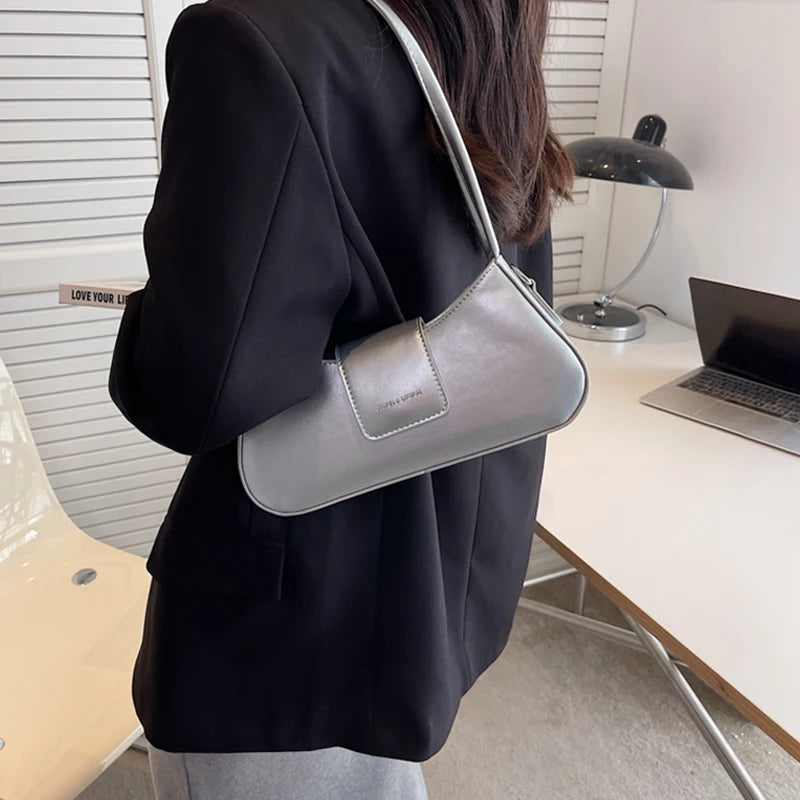 Shoulder Underarm Bags for Women Texture Pu Leather Crossbody Bag