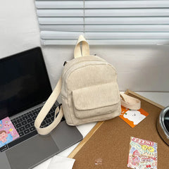 Small Fresh School Backpacks Retro Denim Corduroy Daypack Students Schoolbag