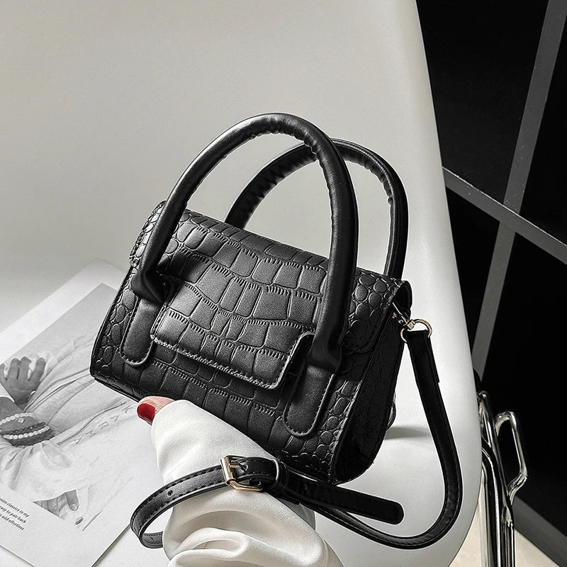 Solid Stone Grain Shoulder Bag for Women Crossbody Bag