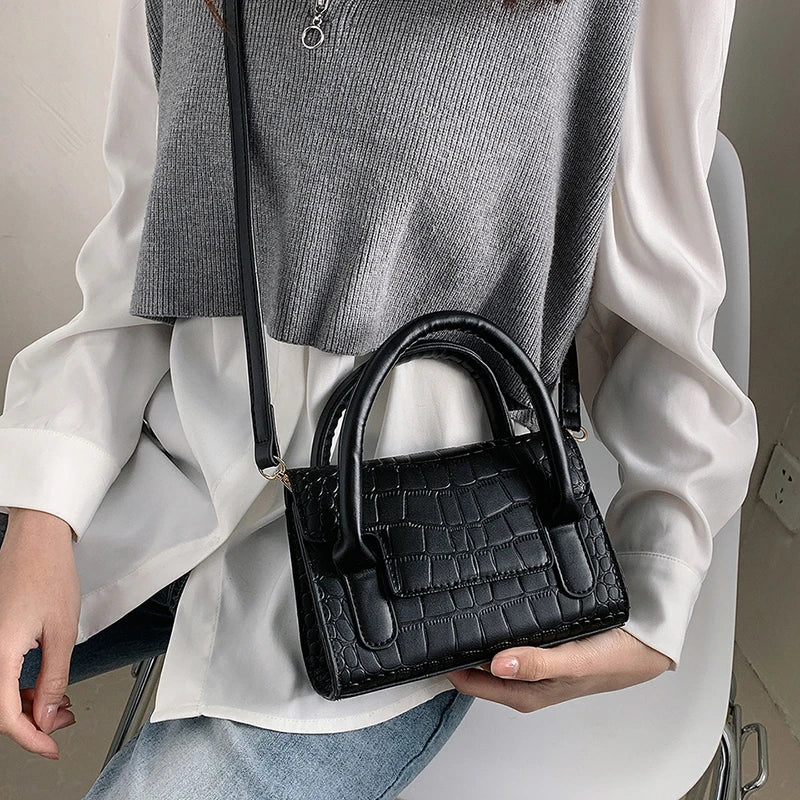 Solid Stone Grain Shoulder Bag for Women Crossbody Bag