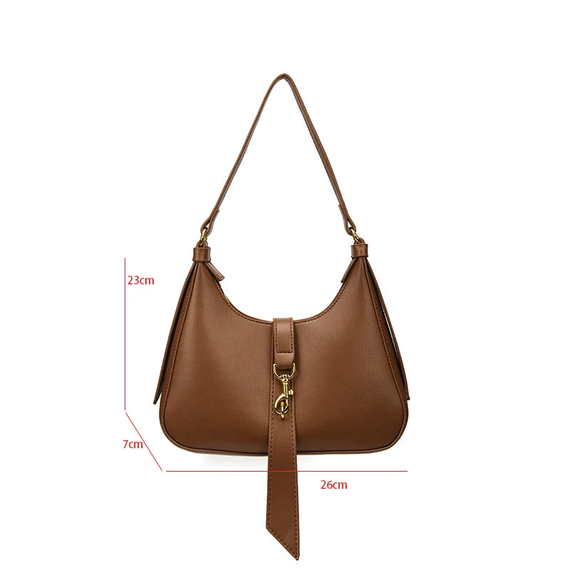 Small Pu Leather Shoulder Bag For Women Underarm Purse Handbag Satchel Zipper Me
