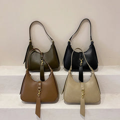 Small Pu Leather Shoulder Bag For Women Underarm Purse Handbag Satchel Zipper Me