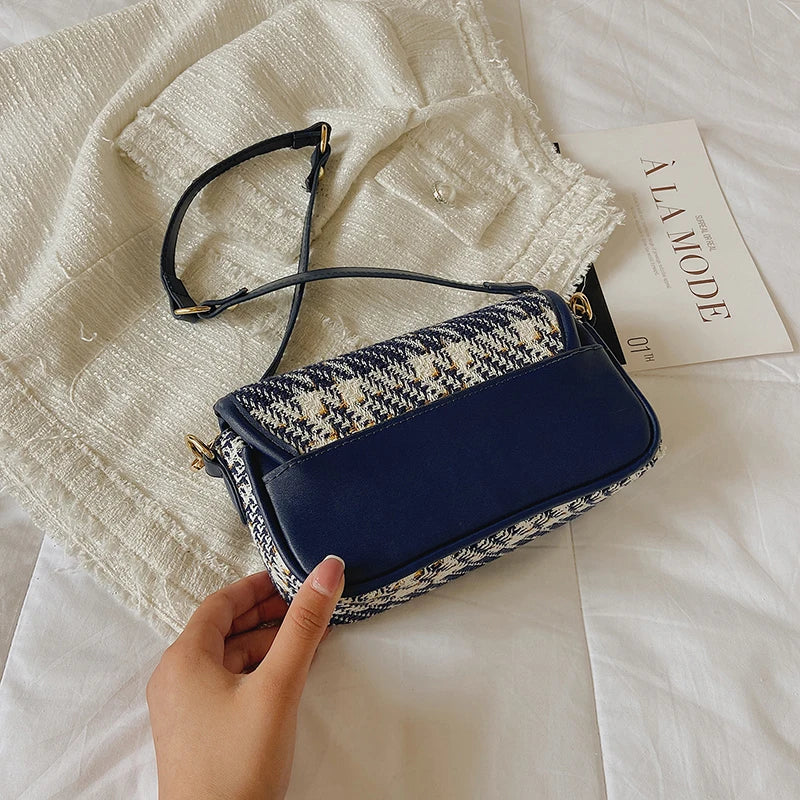 Retro Woolen Cloth Shoulder Bag for Women All-match Handbag Square Armpit Bag