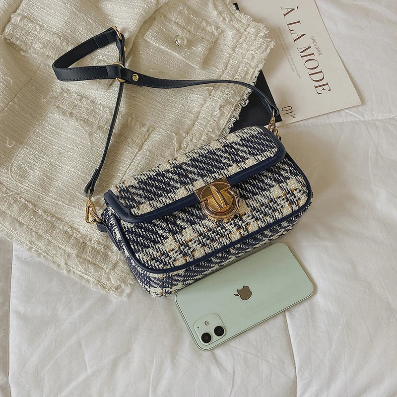 Retro Woolen Cloth Shoulder Bag for Women All-match Handbag Square Armpit Bag