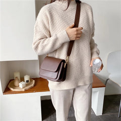 Square Shoulder Bag For Women Crossbody Bag Wide Strap Tote Femme