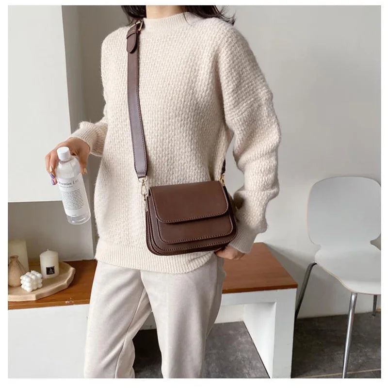 Square Shoulder Crossbody Bag for Women Wide Strap Tote