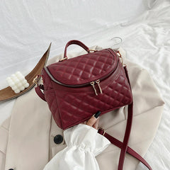 Soft Leather Ladies Shoulder Bag Diamond Pattern Bag Girly Messenger Bag