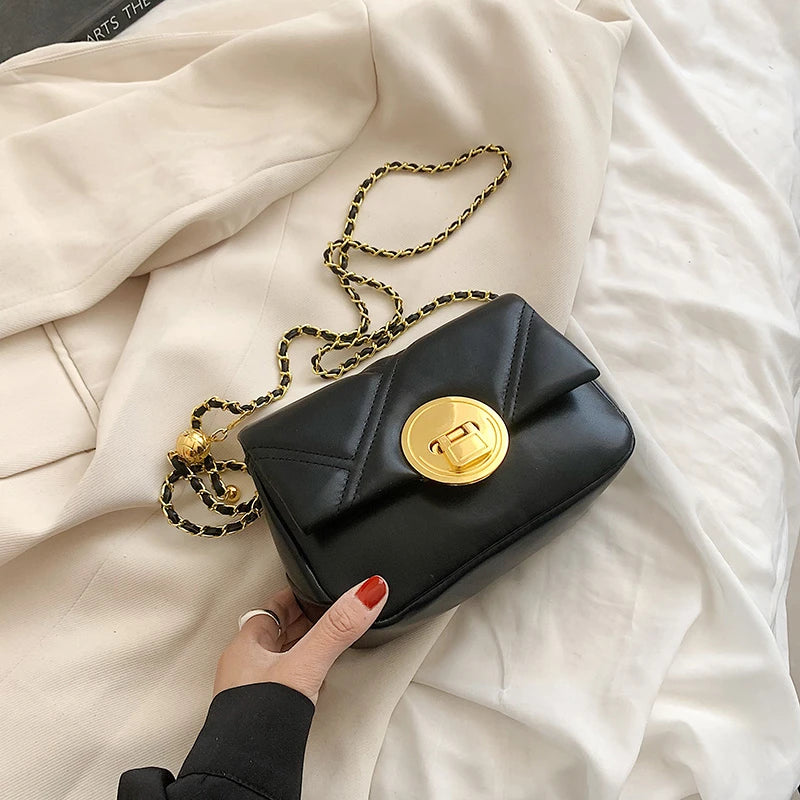 Small Size PU Leather Crossbody Bag Chain Shoulder Handbag Purse
