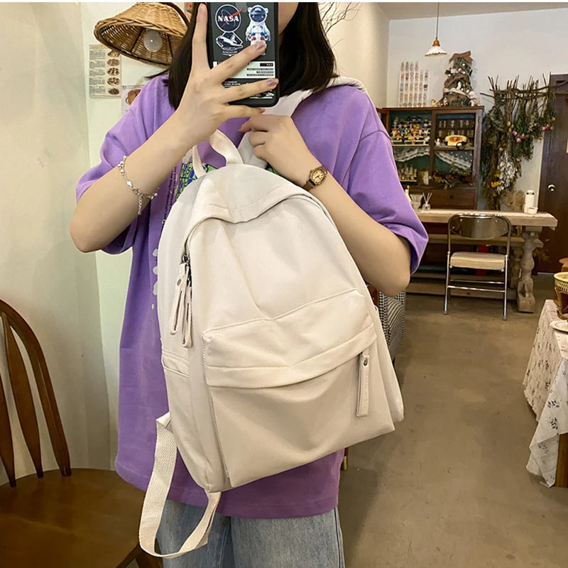 Waterproof Nylon School Bag For Teenage Girls Lady Travel Backpack