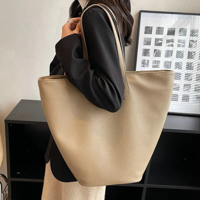 Large Capacity Shoulder Bags Women's PU Leather Totes Handbags Shopping Bags