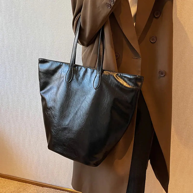 Large Capacity Shoulder Bags Women's PU Leather Totes Handbags Shopping Bags