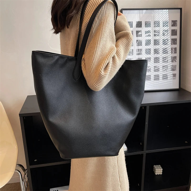 Large Capacity Shoulder Bags Women's PU Leather Totes Handbags Shopping Bags