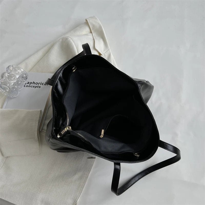 Large Capacity Shoulder Bags Women's PU Leather Totes Handbags Shopping Bags