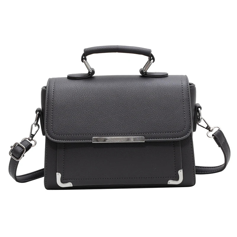Solid PU Crossbody Bag Winter Lady Handbags with Short Handle