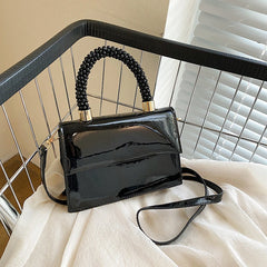 Patent Leather Flap Crossbody Bag Square Tote Handbag Purse