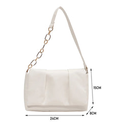 Women Pleated PU Leather Shoulder Underarm Bags Casual Square