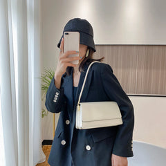 Solid PU Leather Shoulder Bag Top-Handle Tote