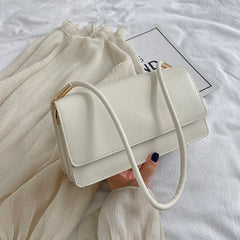 Solid PU Leather Shoulder Bag Top-Handle Tote