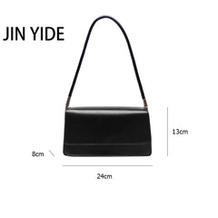 Solid PU Leather Shoulder Bag Flap Top-Handle Tote