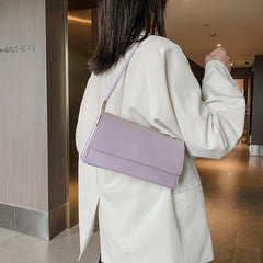 Solid PU Leather Shoulder Bag Top-Handle Tote