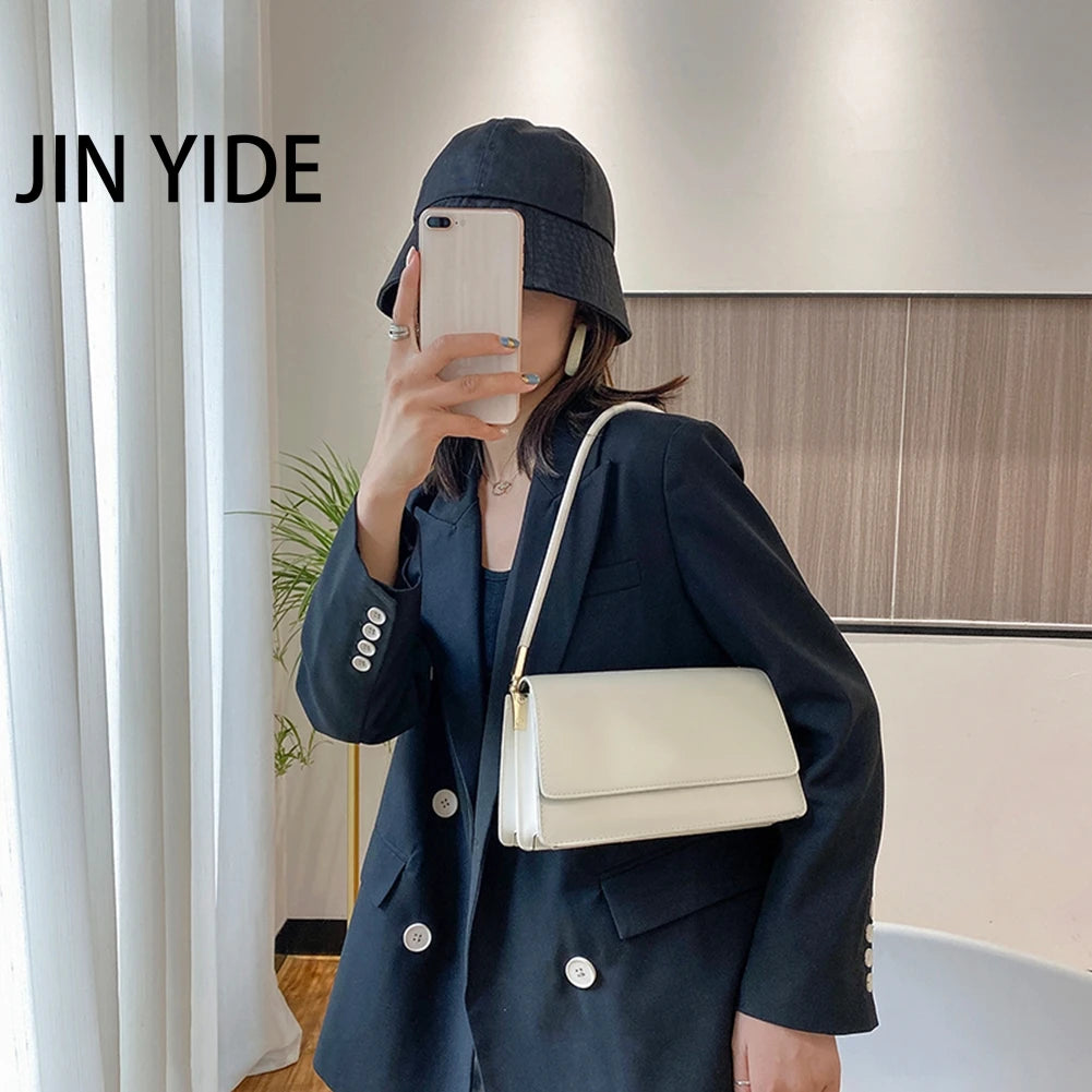 Solid PU Leather Shoulder Bag Flap Top-Handle Tote