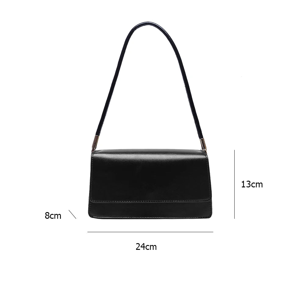 Solid PU Leather Shoulder Bag Top-Handle Tote
