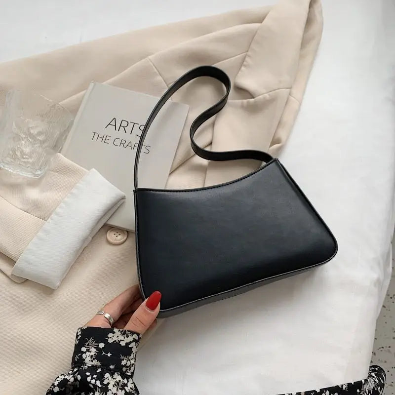 Solid Pu Leather Women's Shoulder Bag Handbags Female Ladies Underarm Tote Bags