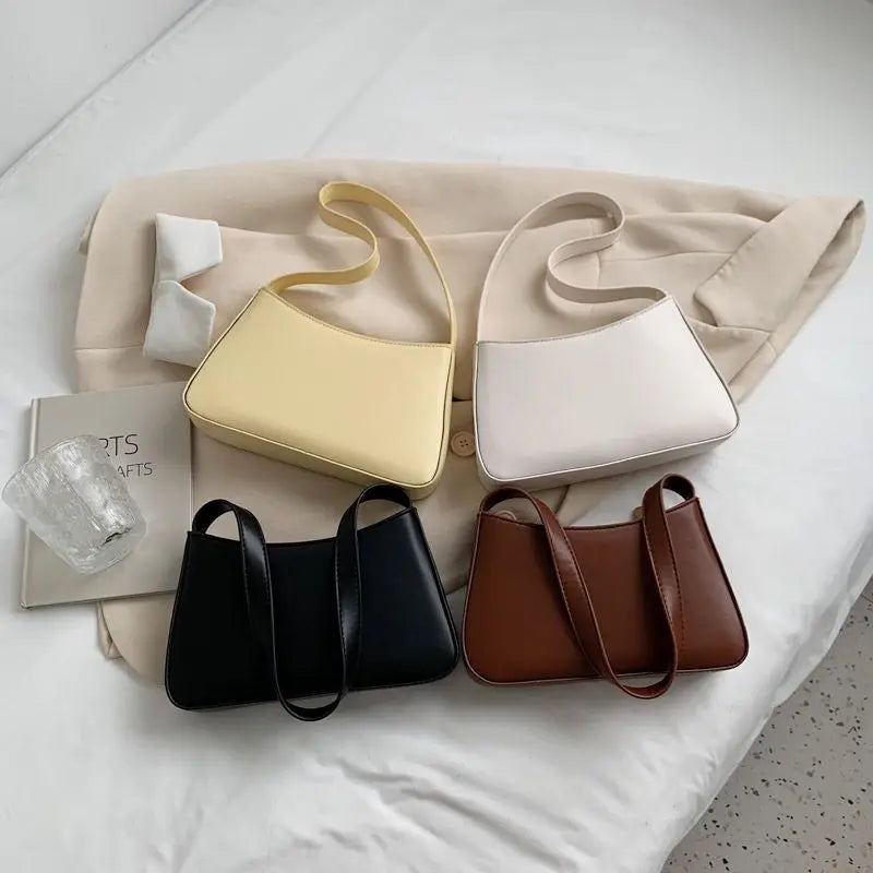 Solid Pu Leather Women's Shoulder Bag Handbags Female Ladies Underarm Tote Bags
