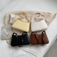 Solid Pu Leather Women's Shoulder Bag Handbags Female Ladies Underarm Tote Bags