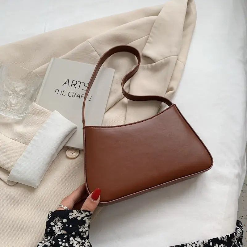 Solid Pu Leather Women's Shoulder Bag Handbags Female Ladies Underarm Tote Bags