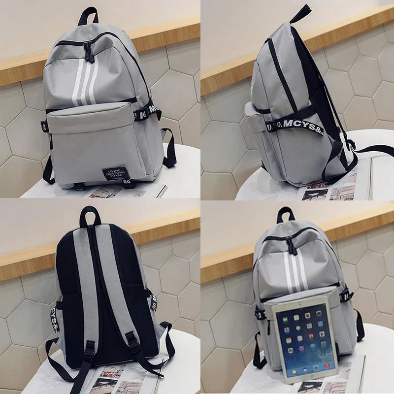 Striped Women Backpack Junior School Bag Harajuku Unisex Travel Girls Book