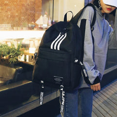 Striped Women Backpack Junior School Bag Harajuku Unisex Travel Girls Book