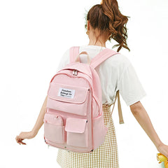 Waterproof Girls Backpack Large Capacity Solid Travel School Bag