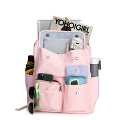 Waterproof Girls Backpack Large Capacity Solid Travel School Bag