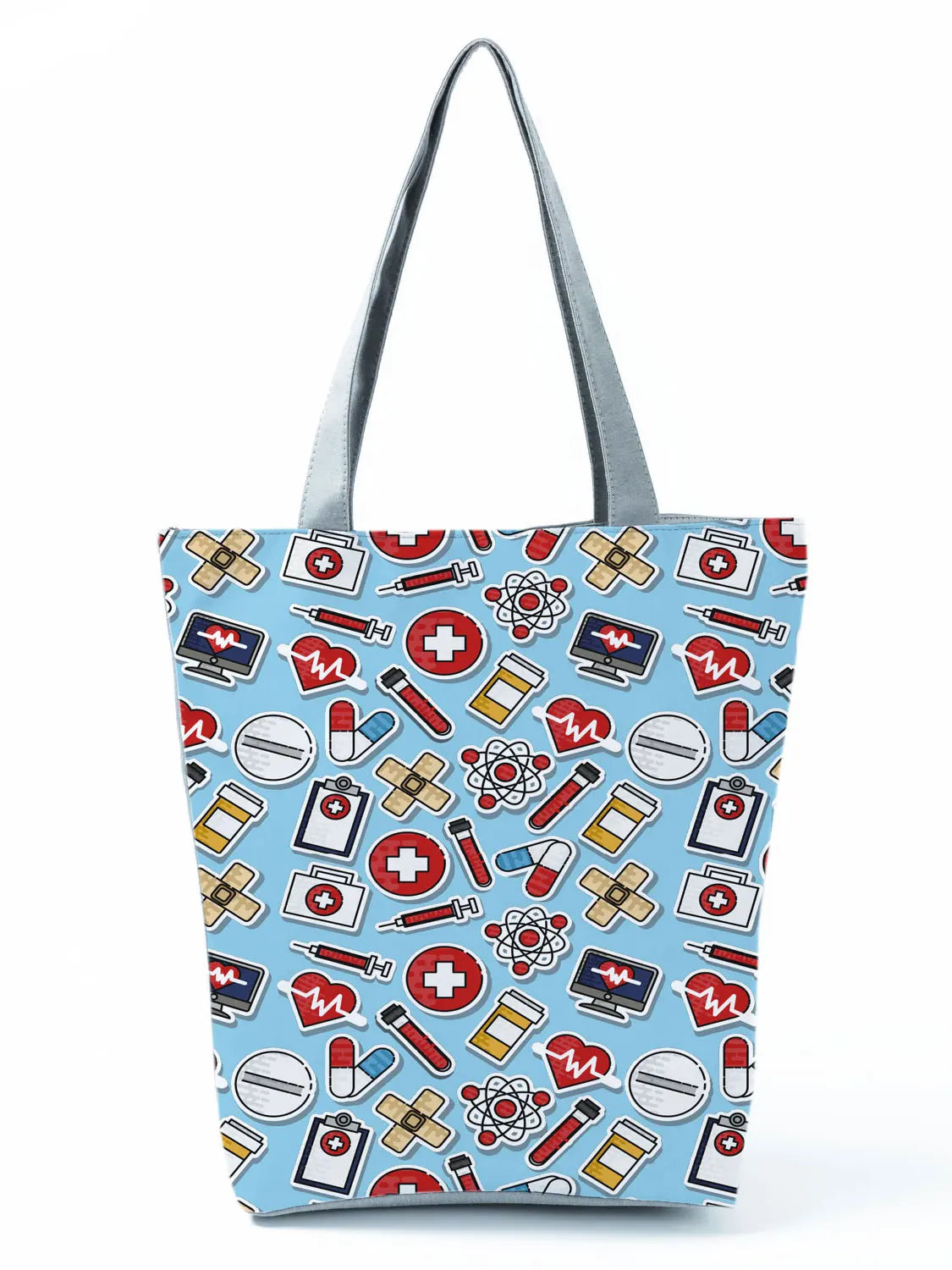 High Capacity Travel Beach Bag Cartoon Nurse Pill Printed Female Bag