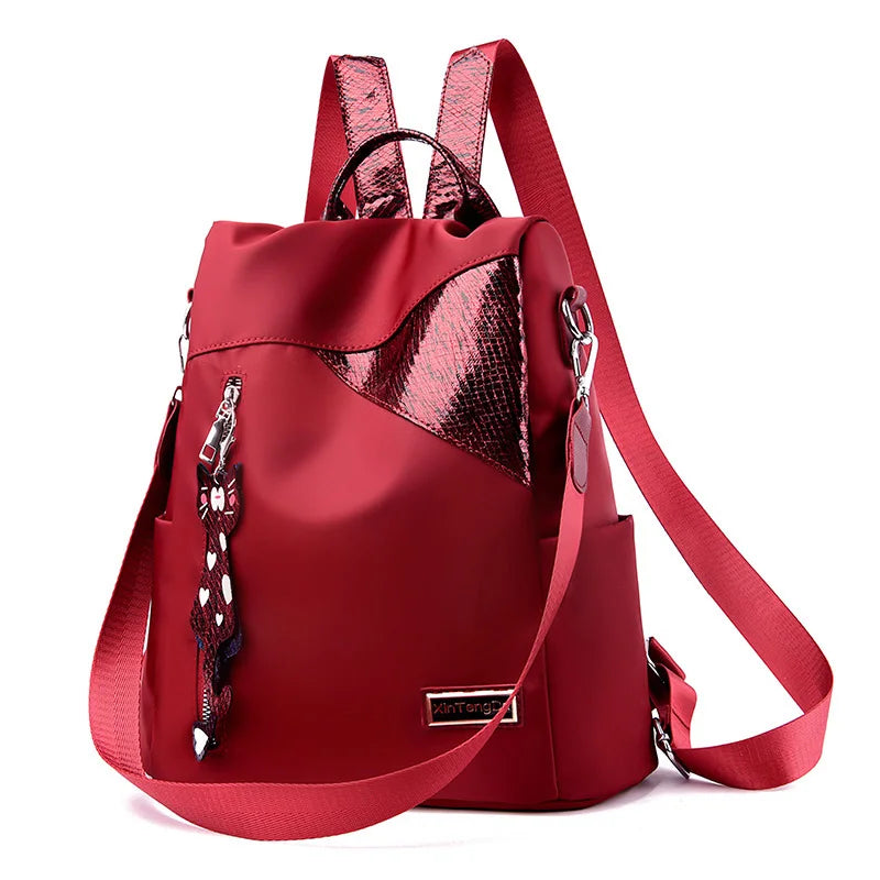 Anti-theft Oxford Backpack with Sequins, College Bag Purse