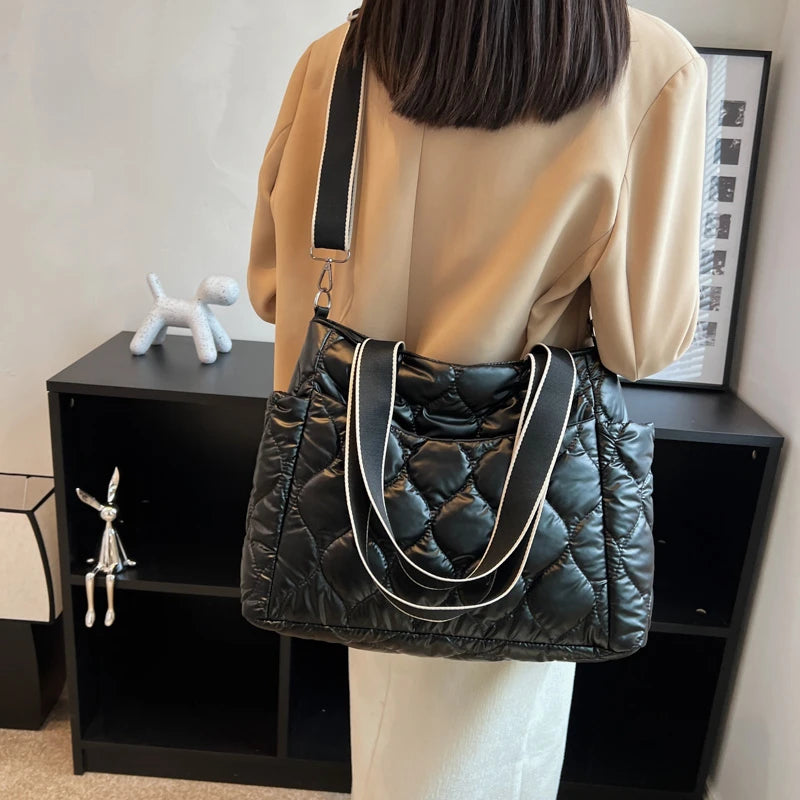 Quilted Satchels Handbags For Women Space Padded Shoulder Bag